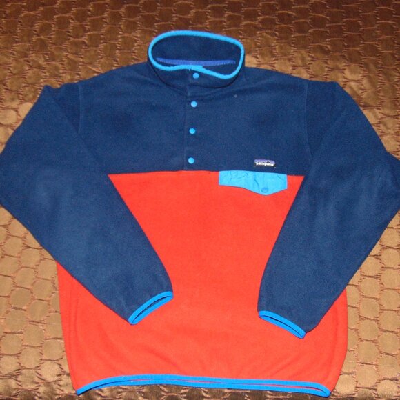 PATAGONIA  SYNCHILLA  SNAP-T  BLUE/RED  LARGE - Picture 1 of 4